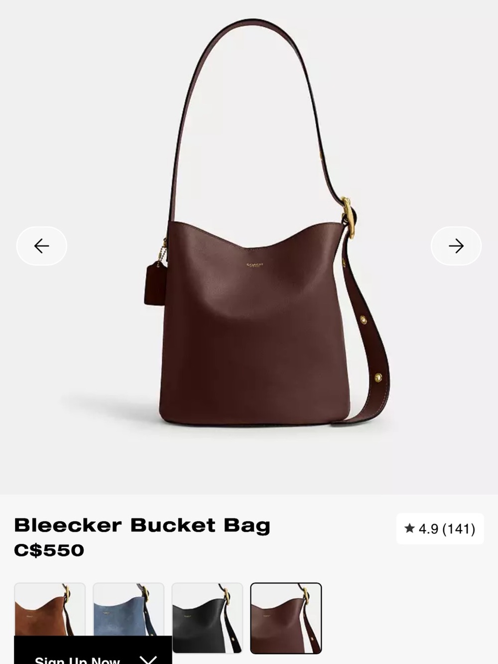 Coach Bleecker Bucket Bag in Merlot with Gold Hardware